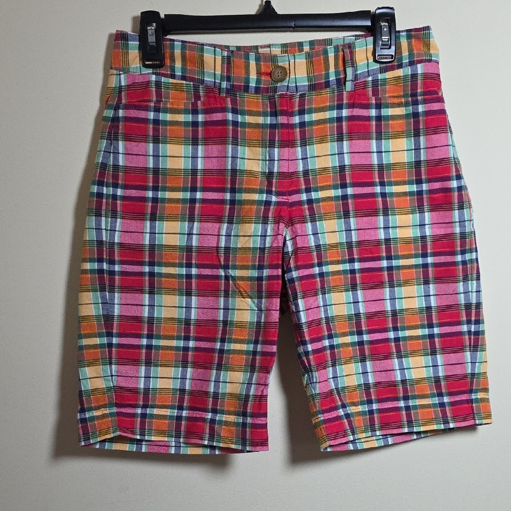 Lands' End Red and Orange Bermuda Shorts Vibrant Style